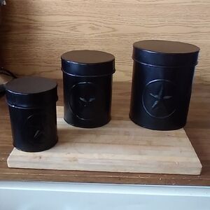 Black Star Embossed Canister Set